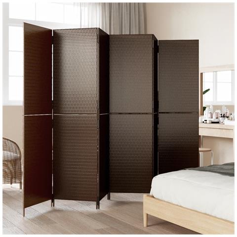 Divisorio Per Ambienti A 6 Pannelli Marrone In Polyrattan - Foto 3