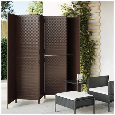 Divisorio Per Ambienti A 6 Pannelli Marrone In Polyrattan - Foto 1
