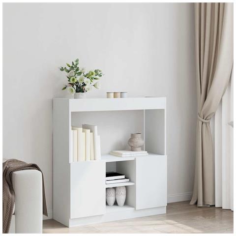 Credenza Bianca 92x33x100 Cm In Legno Multistrato - Foto 3