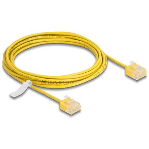 Cavo di rete RJ45 Cat. 6 UTP Ultra Slim 3 m giallo con connettori corti - Foto 1