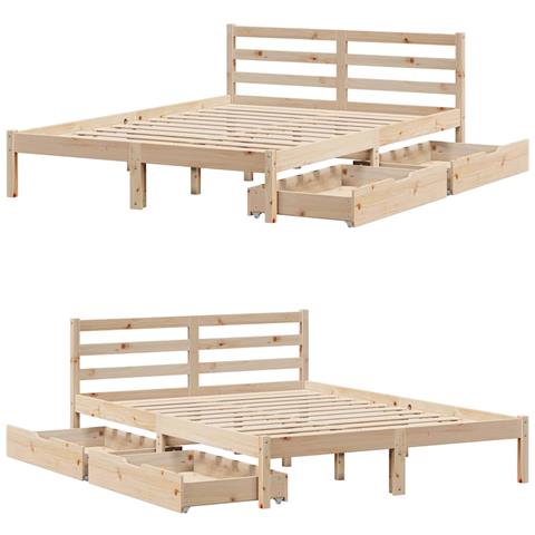 Letto senza Materasso 120x190 cm in Legno Massello di Pino - Foto 2