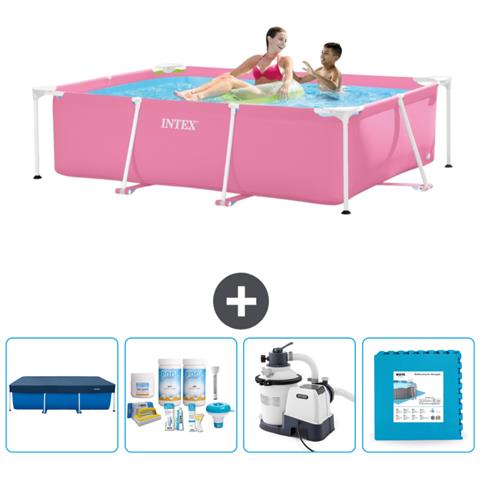 Piscina Fuori Terra - Rettangolo - 220x150x60 Cm - Rosa - Include Accessori Coordinati Cb60 - Foto 1