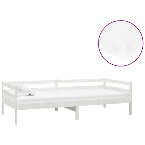 Divano Letto Con Materasso 90x200 Cm Bianco In Legno Di Pino - Foto 1