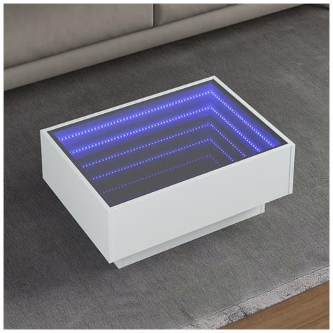 Lusso Casadino -  Tavolino Salotto Con Led Bianco 70x50x30 Cm Legno Multistrato - Foto 8