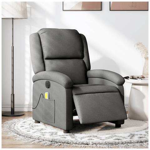 Poltrona Reclinabile Massaggio Elettrica Grigio Scuro Tessuto - Foto 2