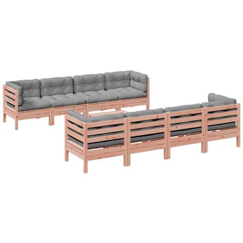 Set Divani Giardino 9 pz Cuscini Legno Massello Abete Douglas - Foto 1