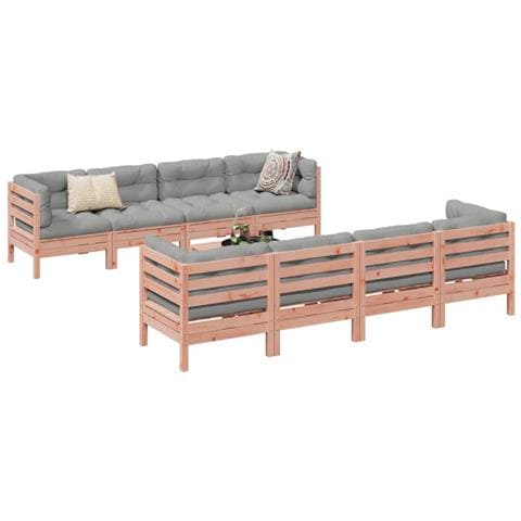Set Divani Giardino 9 pz Cuscini Legno Massello Abete Douglas - Foto 2