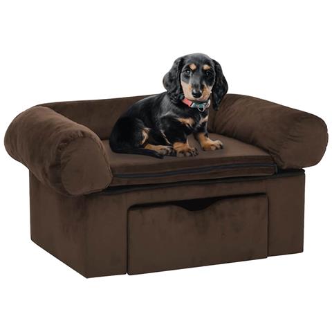 Divano per Cani con Cassetto Marrone 75x50x38 cm in Peluche - Foto 2