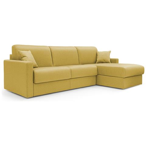 Chris Divano Letto Angolare Con Penisola In Simil Cotone T13 Giallo - Foto 1