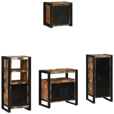 Set di mobili per il bagno 4 pcs Legno massello riciclato - Foto 1