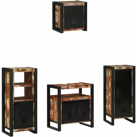 Set di mobili per il bagno 4 pcs Legno massello riciclato - Foto 2