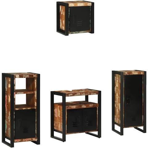 Set di mobili per il bagno 4 pcs Legno massello riciclato - Foto 9