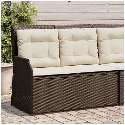 Panca Reclinabile da Giardino con Cuscini Marrone in Polyrattan - Foto 2