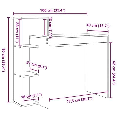 Scrivania rovere artigianale 100 x 40 x 90 cm Legno multistrato - Foto 9
