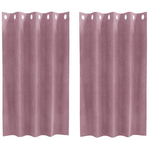 Tende con tende 2 pcs Rosa scuro 140 x 140 cm Velluto - Foto 1
