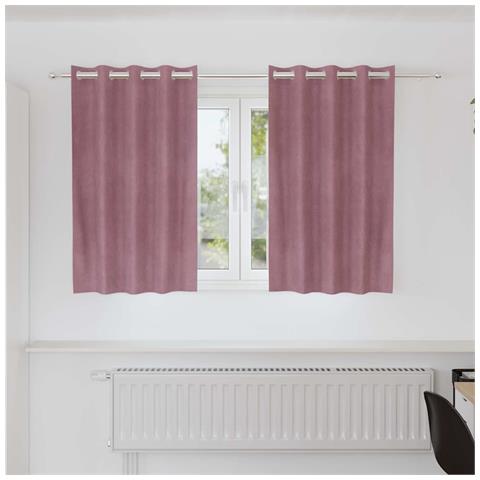 Tende con tende 2 pcs Rosa scuro 140 x 140 cm Velluto - Foto 2