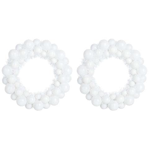 Corone di Palline di Natale 2 pcs Bianco 33 x 33 x 7 cm - Foto 1
