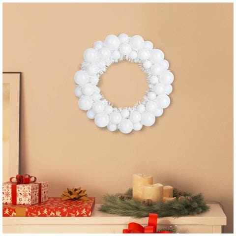 Corone di Palline di Natale 2 pcs Bianco 33 x 33 x 7 cm - Foto 2