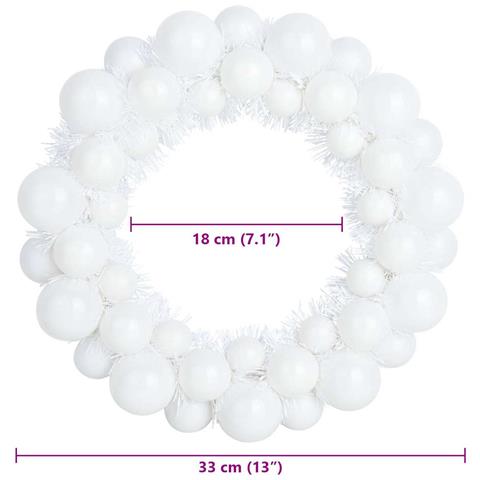 Corone di Palline di Natale 2 pcs Bianco 33 x 33 x 7 cm - Foto 8