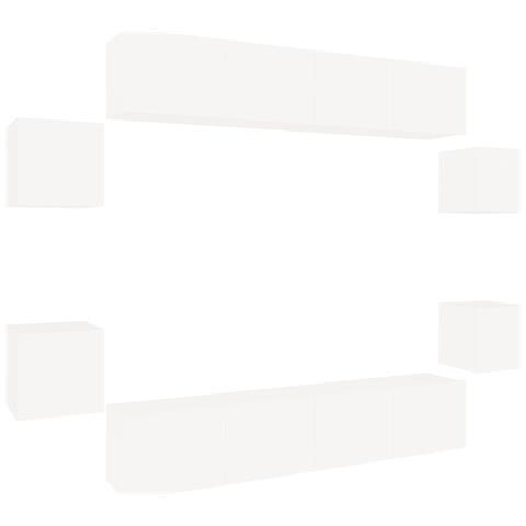 Set Mobili Porta TV 8pz Bianco in Legno Multistrato - Foto 1