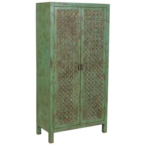 Armadio In Legno Verde Fatto A Mano 85x40x176h Cm - Foto 1