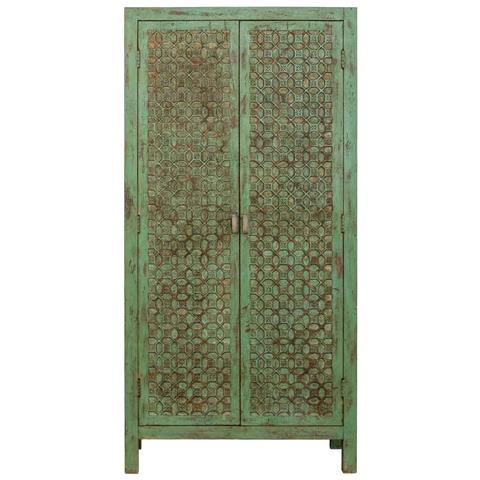 Armadio In Legno Verde Fatto A Mano 85x40x176h Cm - Foto 2