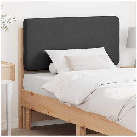 Testiera imbottita Marrone e grigio scuro 80 cm Pino massello - Foto 2