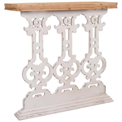 Mobile Da Ingresso In Legno Intagliato Bianco 81x30x82h - Foto 1