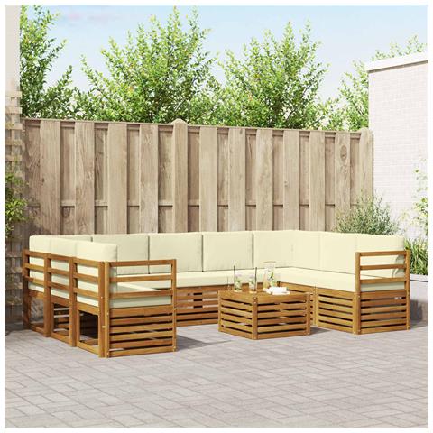 Set divani 10 pcs Naturale e Crema Legno di Acacia Massello - Foto 2