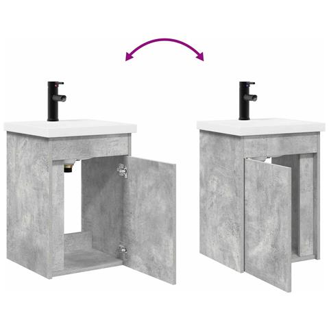 Mobile bagno con rubinetto Grigio Cemento 42 x 40 x 74,5 cm - Foto 9