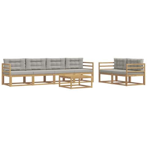 Set di divani da esterno 6 pcs Bianco e Grigio Chiaro - Foto 1