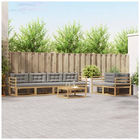 Set di divani da esterno 6 pcs Bianco e Grigio Chiaro - Foto 2