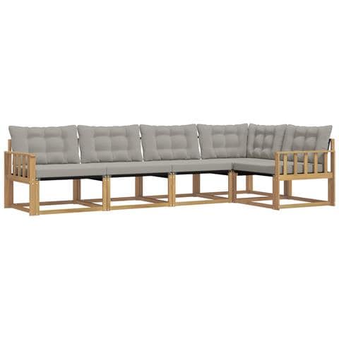 Set di divani da esterno 5 pcs Bianco e Grigio Chiaro - Foto 1