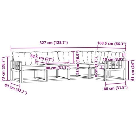 Set di divani da esterno 5 pcs Bianco e Grigio Chiaro - Foto 9