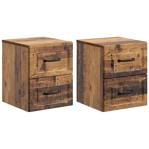 Mobiletto da notte a muro 2 pcs Legno antico 34,5 x 33 x 40 cm - Foto 1