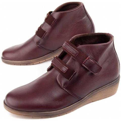 Stivaletto Con Zeppa Purapile Akilav Bordeaux Bordeaux Pelle Naturale - Foto 1