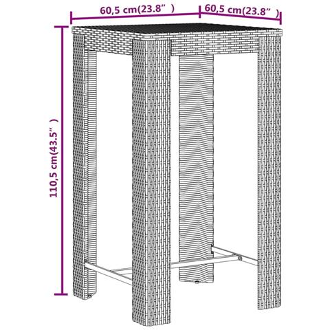 Set Bar Giardino 3 pz Nero Polyrattan e Legno Massello Acacia - Foto 8