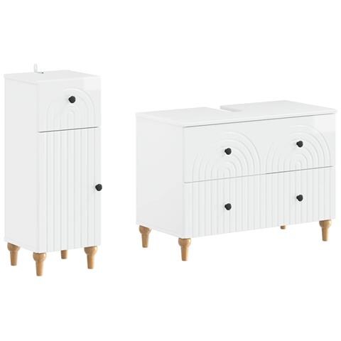 Set di Armadi da Bagno da 2 Pezzi ALKMAAR Bianco Lucido - Foto 1