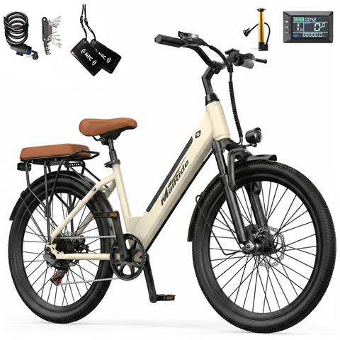 City Electric Bike, 250W per adulti, batteria rimovibile 36V 13Ah, trasmissione Shimano 7 marce, pneumatici da 26 pollici, bici elettriche - Foto 1