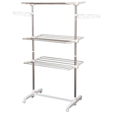 HOMCOM Stendino Premium 3 Piani Regolabile in Acciaio Inox