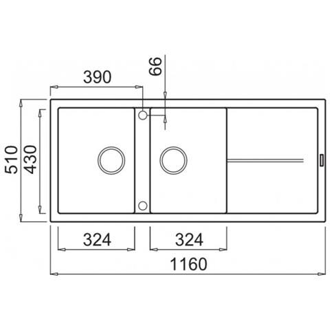 Lavello Unico 500 Granitek 116x51 cm 2 vasche con gocciolatoio Colore Antracite 59 - Foto 2