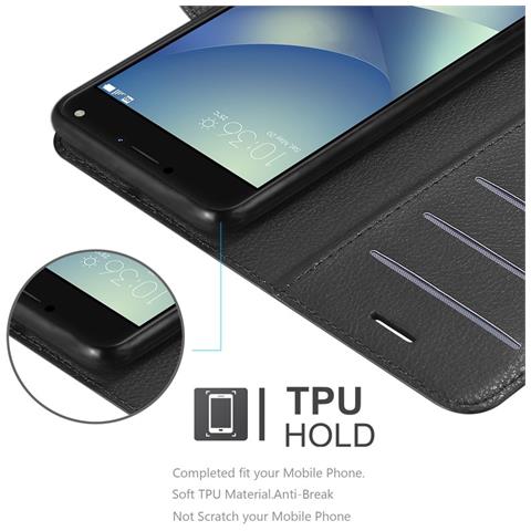 Cadorabo Custodia Compatibile Con Asus Zenfone 4 Max (5,2 Zoll) In Nero Carbone - Coperchio Protettiva Con Chiusura Magnetica, Funzione Stand E Tasca Per Le Carte - Foto 5