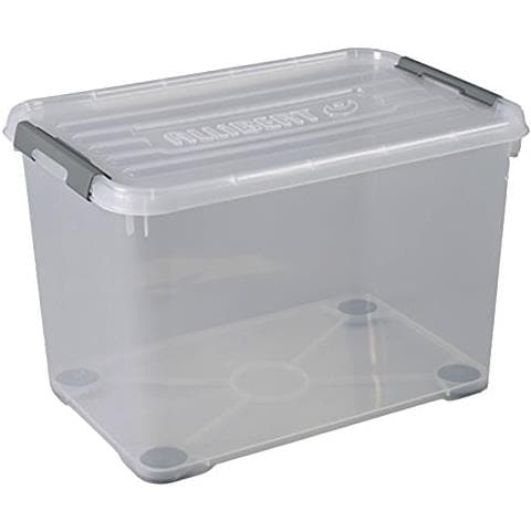 Scatola Contenitore Inoltre, Con Coperchio E Ruote, Colore: Trasparente / Argento - Foto 1