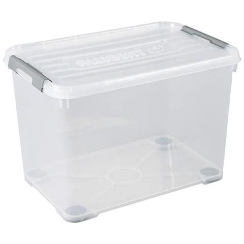 Scatola Contenitore Inoltre, Con Coperchio E Ruote, Colore: Trasparente / Argento - Foto 2