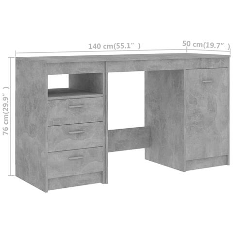 Scrivania Grigio Cemento 140x50x76 cm in Truciolato - Foto 8