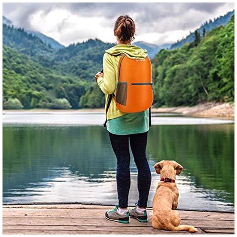 Ultra Leggero Pieghevole Zaino Water Resistant Escursionismo Daypack Unisex Piccolo Zaino Per Travel Outdoor Sports (arancione) - Foto 2