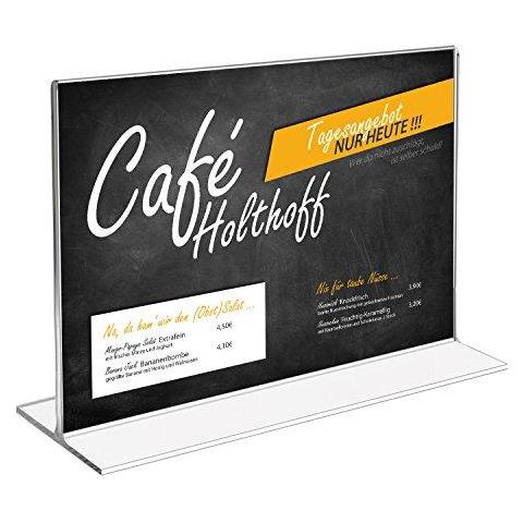 46925 Acrilico Supporto Del Menu Verticale Din A4 Formato Paesaggio Trasparente - Foto 4