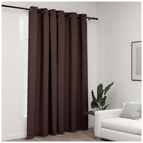 Tenda Oscurante Effetto Lino con Occhielli Talpa 290x245 cm - Foto 1