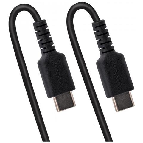 Cavo USB C Ricarica Veloce da 50cm; Cavetto USB tipo C 2.0 Spiralato di Alimentazione e Sincronizzazione; Resistente Cavo USB C /USB C corto in Fibra Aramidica, Maschio-Maschio, TPE - Nero - Foto 2