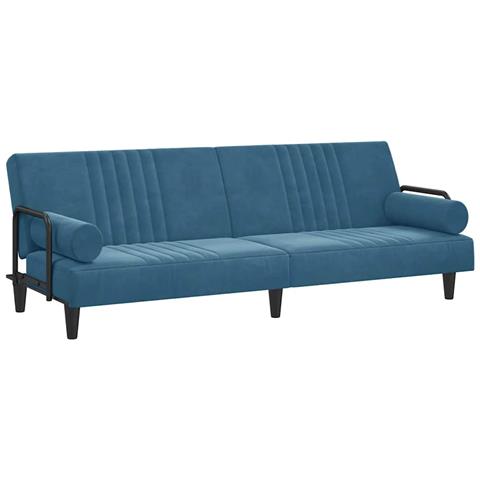 Divano Letto Con Braccioli Blu In Velluto - Foto 1